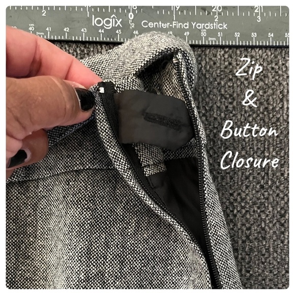 H&M Gray Wool‎ Blend Zip Closure A Line Skirt Size 14 - Picture 7 of 11